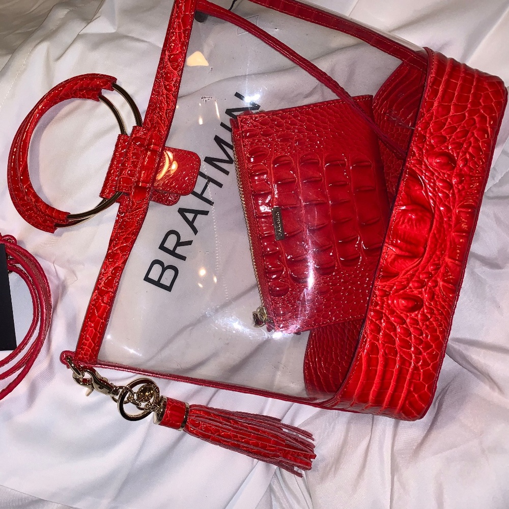 NWT Brahmin "Hayden Walker" Red/Clear Tote